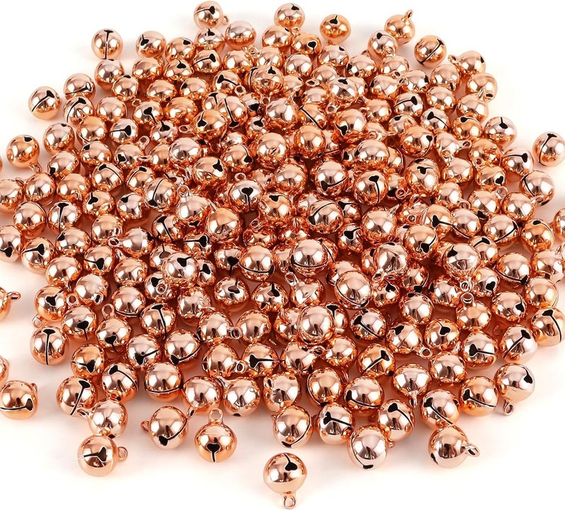 LIGHOON 1/2 Inch Jingle Bells Small Bell Mini Bells, Tiny Crafts Bells, DIY for Christmas Home Making Ornaments Wreath Pet Decorations Bracelet Anklets Necklace Knitting Jewelry Making 120 Pcs, Rose Gold - Image 1
